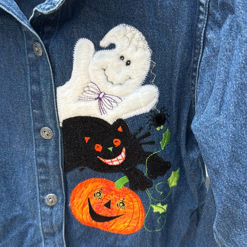 Decorated originals Halloween embellished denim button down Shirt toddler